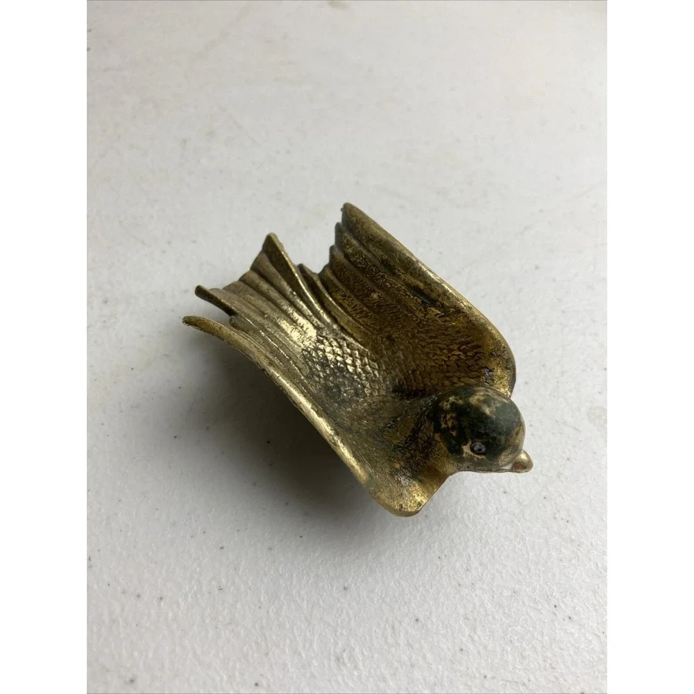 BRASS BIRD PIPE OR TRINKET HOLDER Stamped MADE IN‎ ISRAEL Vintage